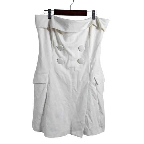 Anthropologie BHLDN Strapless Tuxedo Mini Dress White Bridal SZ M Casual Wedding - Picture 2 of 14